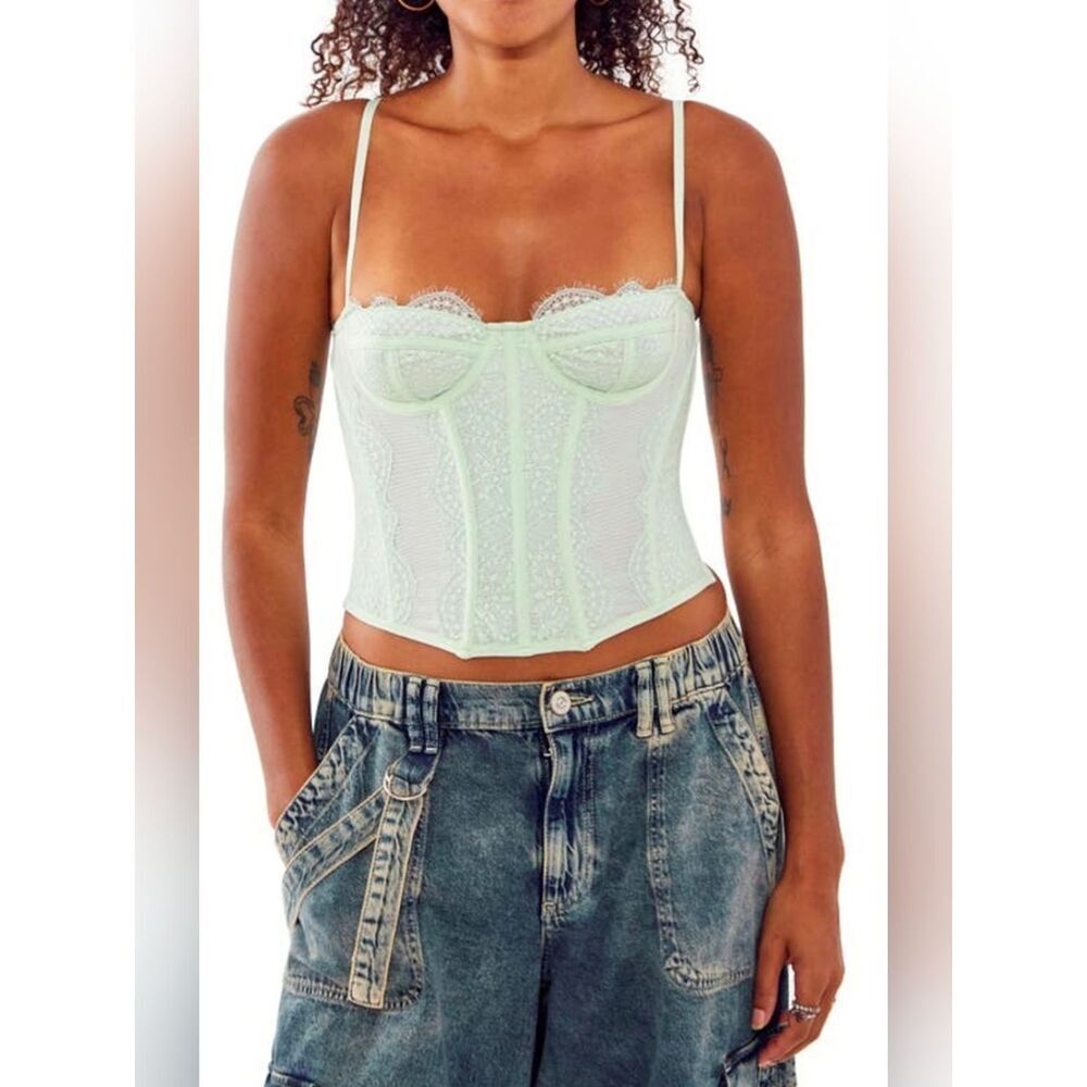 NWT Out From Under Light Mint Lace Corset Top